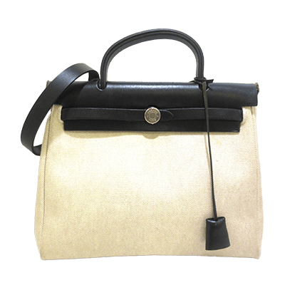 エルメス エールバッグPM アイボリー×黒 トワルアッシュ×ボックスカーフ