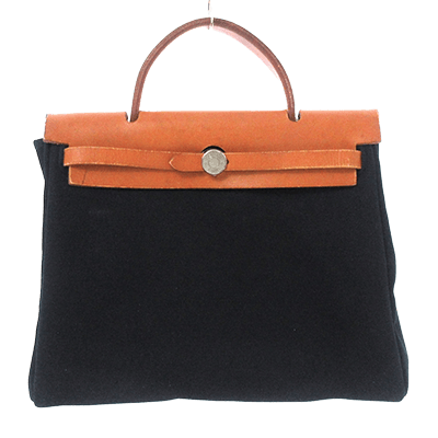 エルメス エールバッグPM 黒×ブラウン トワルオフィシエ×ボックスカーフ