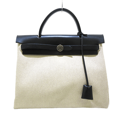 エルメス エールバッグPM アイボリー×黒 トワルアッシュ×ボックスカーフ