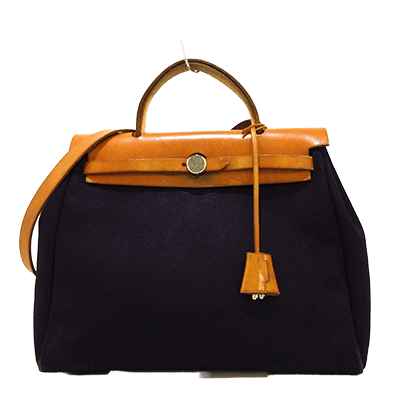 エルメス エールバッグPM 黒×ブラウン トワルオフィシエ×ボックスカーフ