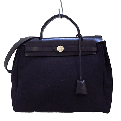 エルメス エールバッグPM 黒 トワルオフィシエ×ボックスカーフ