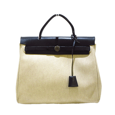 エルメス エールバッグPM アイボリー×黒 トワルアッシュ×ボックスカーフ