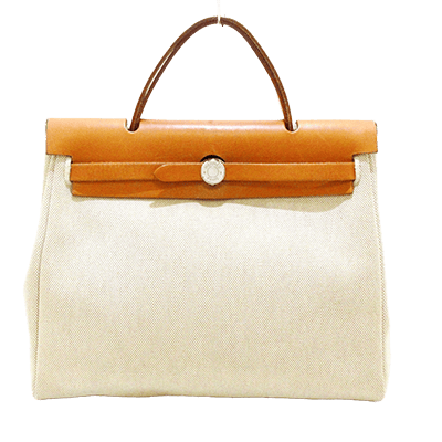 エルメス エールバッグPM アイボリー×ベージュ×ライトブラウン トワルアッシュ×ボックスカーフ