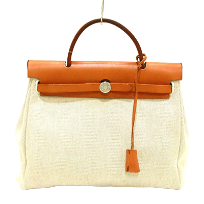 エルメス エールバッグPM アイボリー×ライトブラウン トワルアッシュ×ボックスカーフ