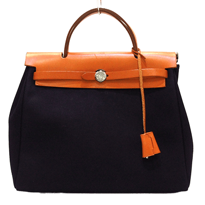 エルメス エールバッグPM 黒×ブラウン ボックスカーフ×トワルアッシュ