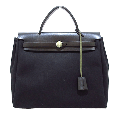 エルメス エールバッグPM 黒 トワルオフィシエ×ボックスカーフ