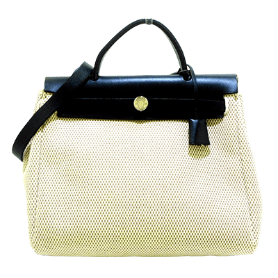 エルメス エールバッグPM ベージュ×ブラウン×黒 トワルGM×ボックスカーフ