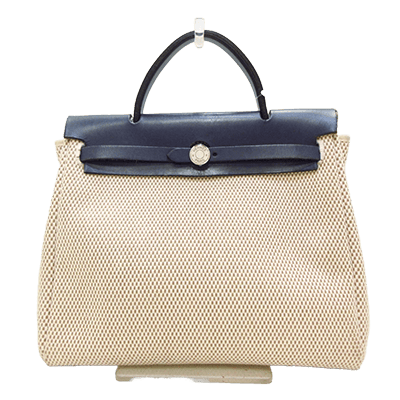 エルメス エールバッグPM ベージュ×カーキ×ネイビー トワルGM×レザー