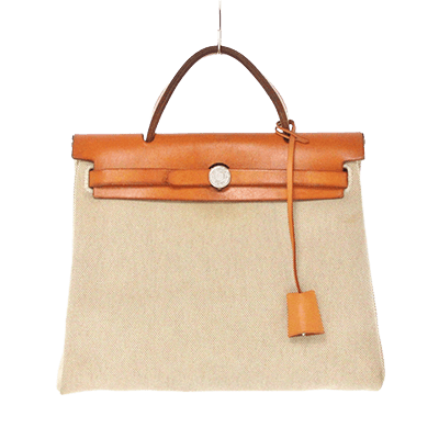 エルメス エールバッグPM アイボリー×ライトブラウン トワルアッシュ×ボックスカーフ