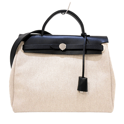 エルメス エールバッグPM アイボリー×黒 トワルアッシュ×ボックスカーフ