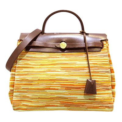 エルメス エールバッグPM オレンジ×ブラウン×マルチ ヴィブラート×ボックスカーフ