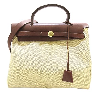 エルメス エールバッグPM ダークブラウン×アイボリー トワルアッシュ×ボックスカーフ