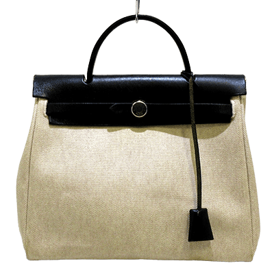 エルメス エールバッグPM ベージュ×黒 トワルアッシュ×ボックスカーフ