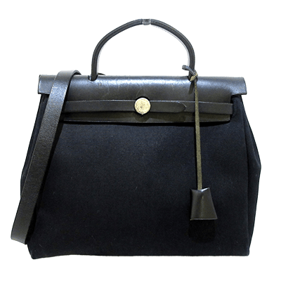 エルメス エールバッグPM 黒 トワルオフィシエ×ボックスカーフ