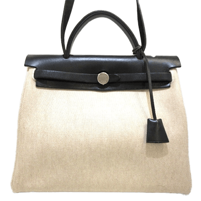 エルメス エールバッグPM アイボリー×黒 トワルアッシュ×ボックスカーフ