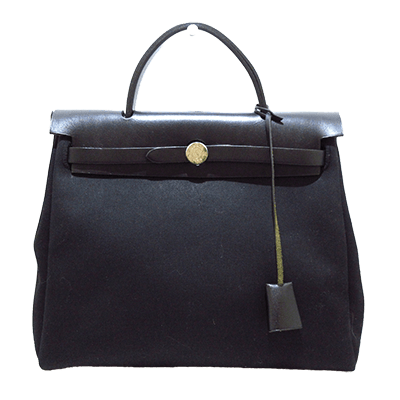 エルメス エールバッグPM 黒 トワルオフィシエ×ボックスカーフ