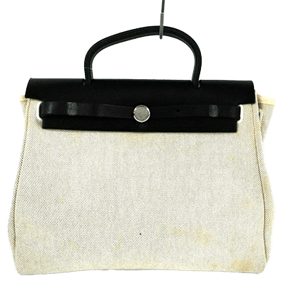 エルメス エールバッグPM アイボリー×黒 トワルアッシュ×ボックスカーフ