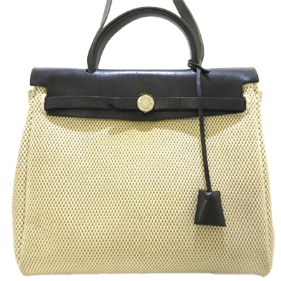 エルメス エールバッグPM アイボリー×ベージュ×黒 トワルGM×ボックスカーフ