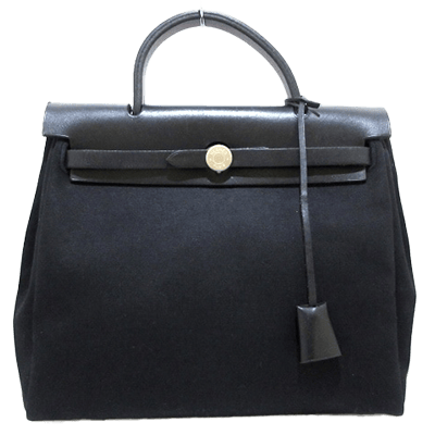 エルメス エールバッグPM 黒 トワルアッシュ×ボックスカーフ