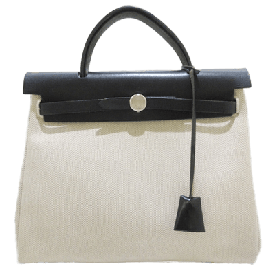 エルメス エールバッグPM 黒×アイボリー トワルGM×ボックスカーフ