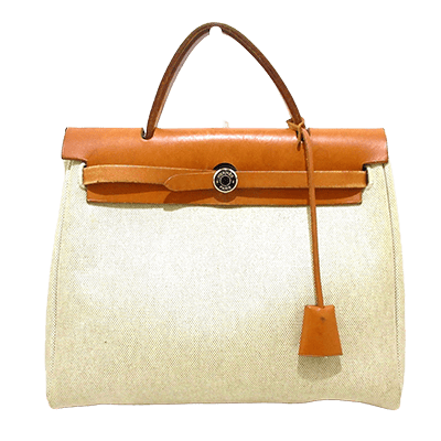 エルメス エールバッグPM アイボリー×ライトブラウン トワルアッシュ×ボックスカーフ