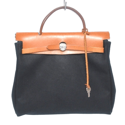 エルメス エールバッグPM 黒×ブラウン トワルオフィシエ×ボックスカーフ