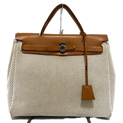 エルメス エールバッグPM アイボリー×ブラウン トワルGM×ボックスカーフ