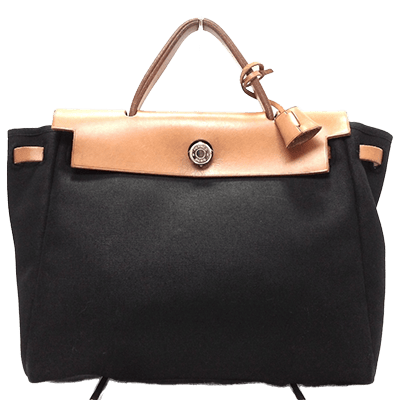 エルメス エールバッグPM 黒×ライトブラウン トワルオフィシエ×ボックスカーフ