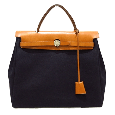 エルメス エールバッグPM 黒×ブラウン ボックスカーフ×トワルオフィシエ