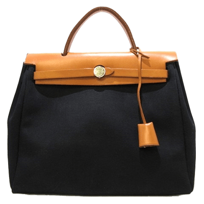 エルメス エールバッグPM 黒×ブラウン トワルオフィシエ×ボックスカーフ