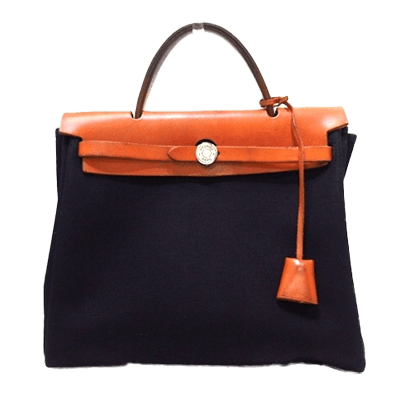 エルメス エールバッグPM 黒×ライトブラウン トワルオフィシエ×ボックスカーフ