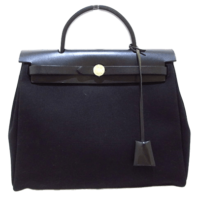 エルメス エールバッグPM 黒 トワルオフィシエ×ボックスカーフ