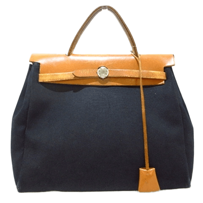 エルメス エールバッグPM 黒×ブラウン トワルオフィシエ×ボックスカーフ