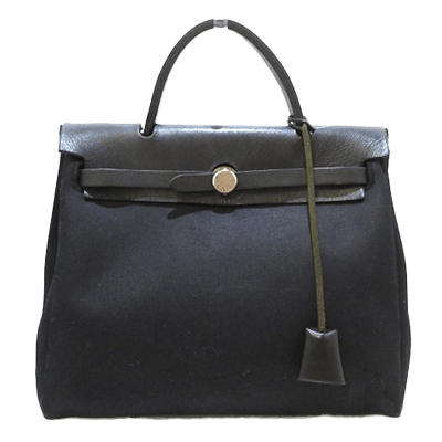 エルメス エールバッグPM 黒 トワルオフィシエ×ボックスカーフ