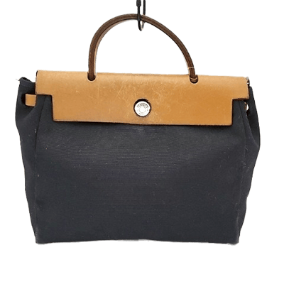 エルメス エールバッグPM 黒×ブラウン トワルGM×ボックスカーフ