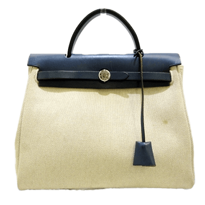 エルメス エールバッグPM アイボリー×ベージュ×ネイビー トワルアッシュ×ボックスカーフ