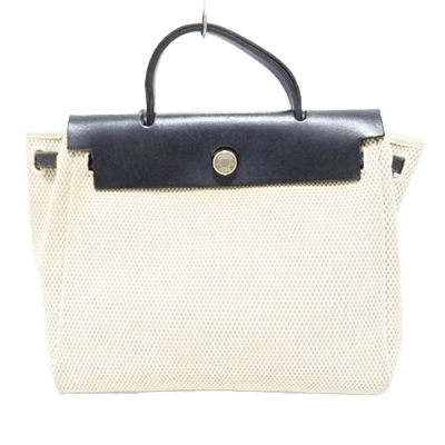 エルメス エールバッグPM アイボリー×黒 トワルGM×ボックスカーフ