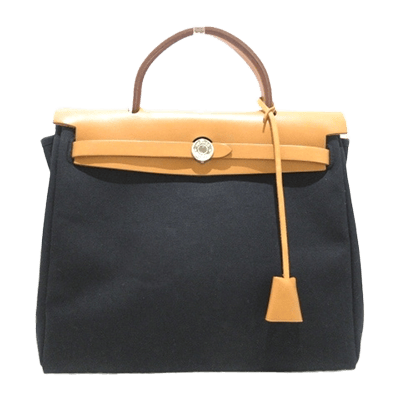 エルメス エールバッグPM 黒×ブラウン トワルオフィシエ×ボックスカーフ