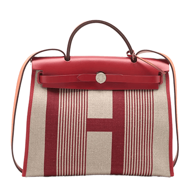 エルメス エールバッグジップPM トワルキャンプ ルージュピマン シルバー