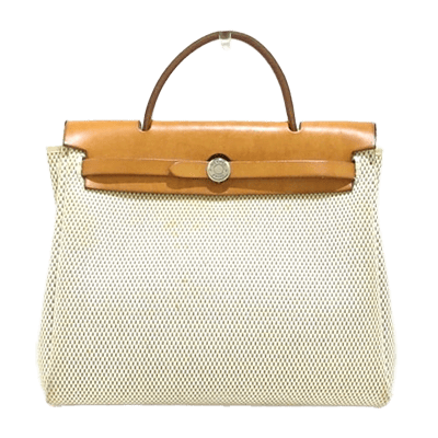 エルメス エールバッグPM ベージュ×アイボリー トワルGM×ボックスカーフ