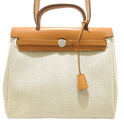 エルメス エールバッグPM アイボリー×ライトブラウン トワルGM×ボックスカーフ