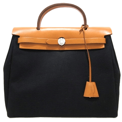 エルメス エールバッグPM 黒×ブラウン トワルオフィシエ×ボックスカーフ