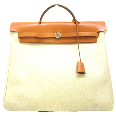 エルメス エールバッグPM ベージュ×ブラウン ボックスカーフ×トワルアッシュ