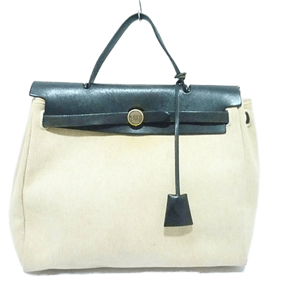 エルメス エールバッグPM アイボリー×黒 トワルアッシュ×ボックスカーフ