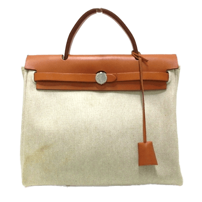 エルメス エールバッグPM アイボリー×ライトブラウン トワルアッシュ×ボックスカーフ