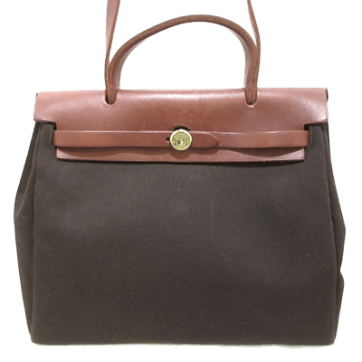 エルメス エールバッグPM ダークブラウン×ブラウン トワルオフィシエ×ボックスカーフ