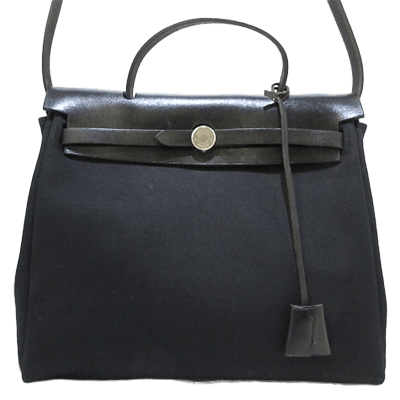 エルメス エールバッグPM 黒×ベージュ トワルオフィシエ×ボックスカーフ