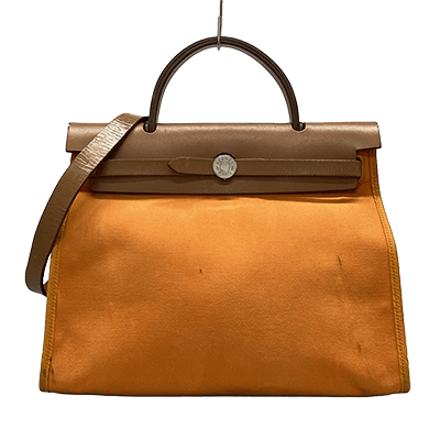 エルメス エールバッグジップPM オレンジ×ブラウン トワルミリタリー×ヴァッシュハンター