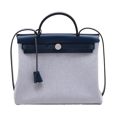 エルメス エールバッグアドPM トワルアッシュ×レザー ベージュ シルバー