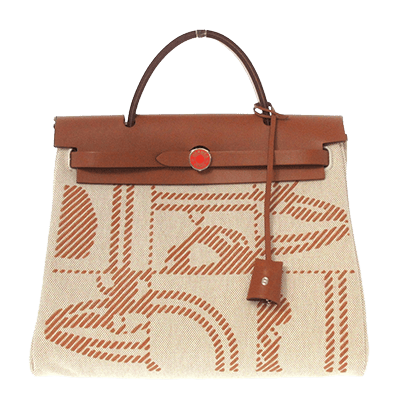 エルメス エールバッグジップPM エクリュ×ナチュラル トワルアッシュレリーフ×ヴァッシュハンター